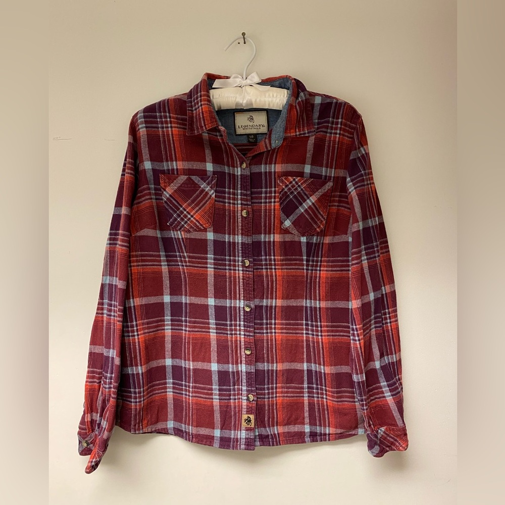 Legendary Red Burgundy Plaid Flannel Shirt